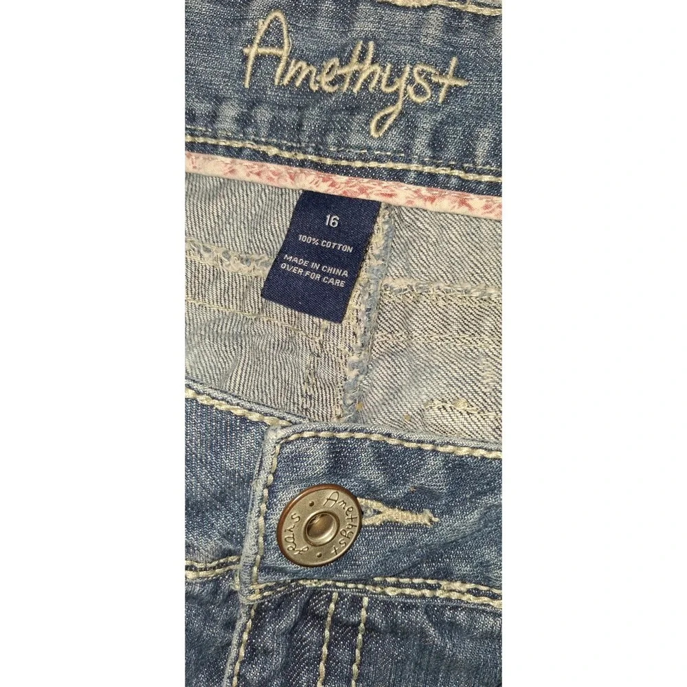 Amethyst Jeans Womens 16 Blue Distressed Paint Splatter 100% cotton Y2K